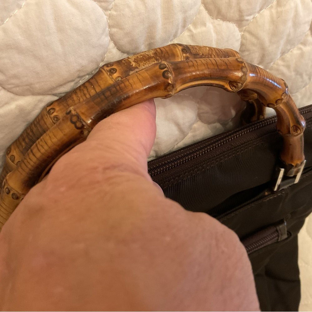 GUCCI Brown/Black Canvas Bamboo Double Handle - Picture 14 of 14